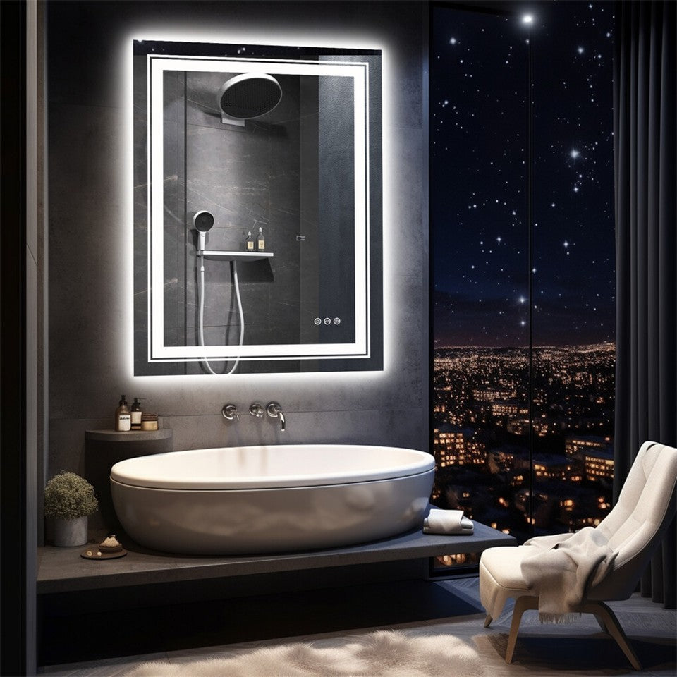 900*700MM Dimmable LED Bathroom Mirror Antifog Wall Mounted Vanity Makeup Mirror