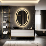 60x80cm Oval Backlit + Front LED Bathroom Mirror Dimmable Shatter-Proof Vanity Mirror