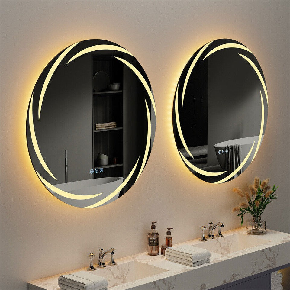 Round LED Anti-Fog Backlit Bathroom Mirror(60x60cm)