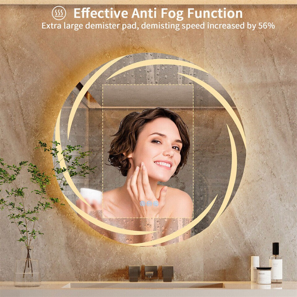 Round LED Anti-Fog Backlit Bathroom Mirror(80x80cm)