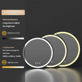 Round 700mm LED Bathroom Mirror with Leather Strap - Anti-Fog Dimmable Backlit Vanity Mirror - Wall Hanging Lighted Mirror