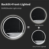 P&P Silver Mirror With White Frame Round LED Bathroom Mirror