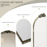 Elegant Rose - Designed Baroque Brass Arched Mirror Size Large