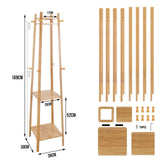 3 Layer 8 Hooks Shelf Clothes Coat Hat Rack Tree Stand Bamboo Hanger Organizer