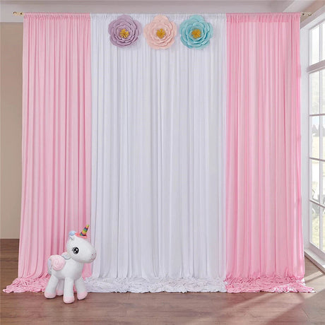 Large 3×3 m White Wedding Backdrop Curtains for Baby Shower and Birthday Decor