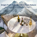 Round Real Stone Dining Table Anti-Scratch Easy Clean Table for Small Condo