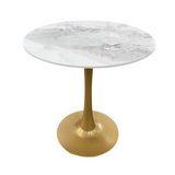 Round Real Stone Dining Table Anti-Scratch Easy Clean Table for Small Condo