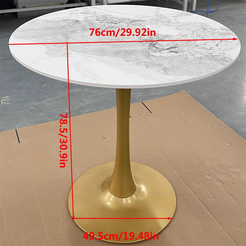 Round Real Stone Dining Table Anti-Scratch Easy Clean Table for Small Condo