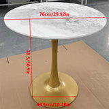 Round Real Stone Dining Table Anti-Scratch Easy Clean Table for Small Condo