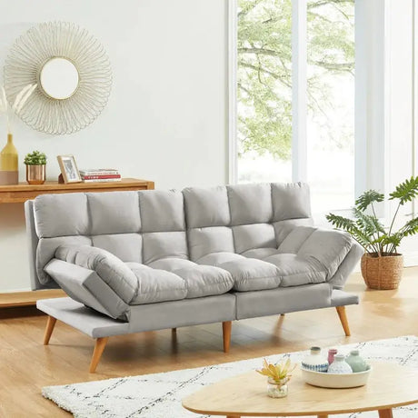 Grey day bed with wood legs