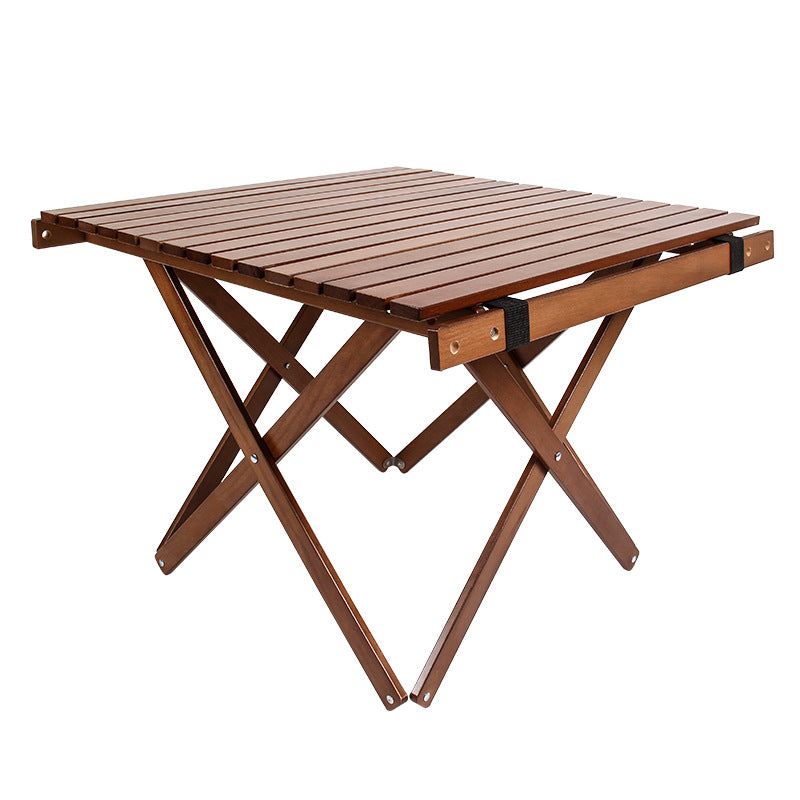 Portable Wooden Folding Table - Compact Outdoor Camping & Picnic Table - Log coloured