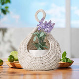 Grey 3-Piece Wall-Mounted Cotton Rope Storage Baskets – Large, Medium, and Small Hand-Woven Fruit/Vegetable/Storage Nets (Large weight 300g, Medium weight 230g, Small weight 200g)