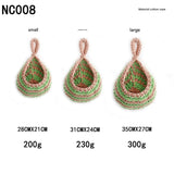 Green And Pink 3-Piece Wall-Mounted Cotton Rope Storage Baskets – Large, Medium, and Small Hand-Woven Fruit/Vegetable/Storage Nets (Large weight 300g, Medium weight 230g, Small weight 200g)