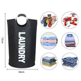 Black Large-Capacity Double Oxford Fabric Laundry Hamper with Aluminum Handles - Durable Round Clothes Basket for Home Storage