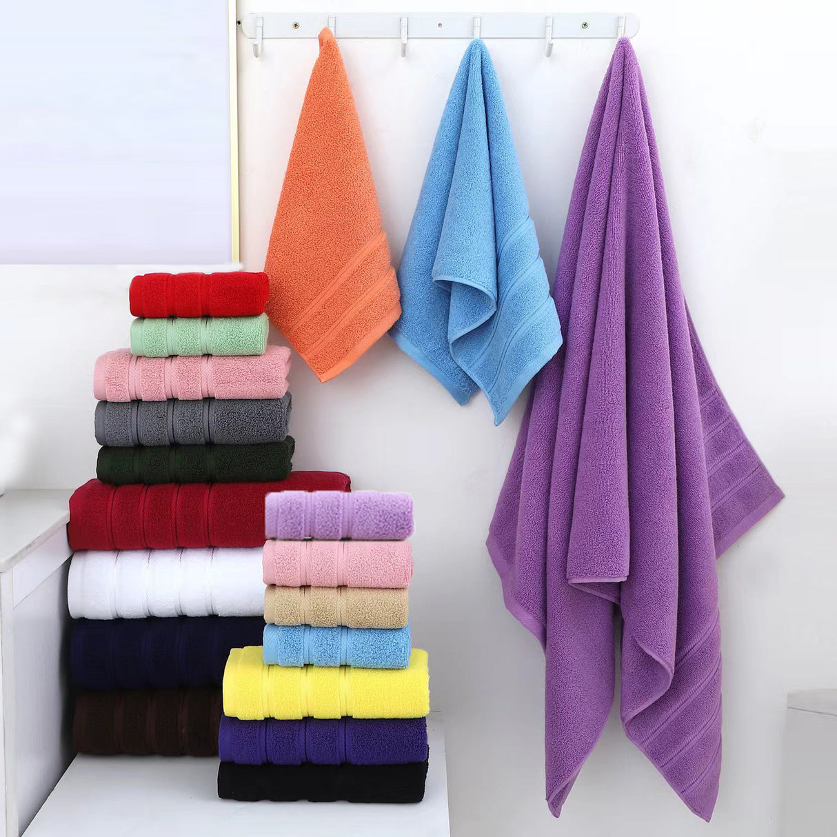 White Luxury Cotton Towel Set - 6-Piece Ultra-Soft Bath, Hand, and Washcloth Set