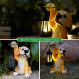 Solar-Powered Labrador Portable Light Statue with LED Lantern - Waterproof Outdoor Garden Light