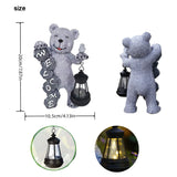 Solar-Powered Welcome Bear Statue with LED Lantern - Outdoor Garden & Patio Decor
