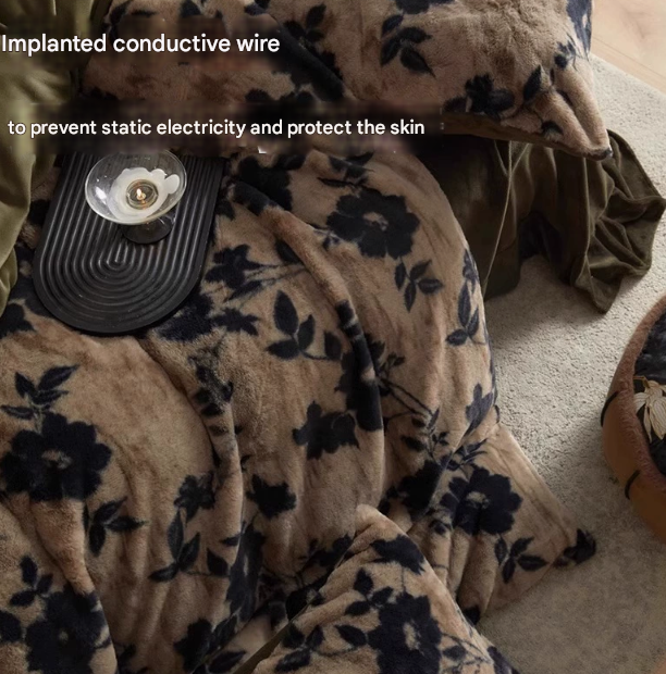 Grey Luxury Winter Faux Rabbit Fur Bedding Set - 4-Piece Melange Style Plush Set for 1.8m Beds (200x230cm Duvet Cover)