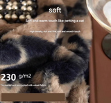 Grey leopard-print Luxury Winter Faux Rabbit Fur Bedding Set - 4-Piece Melange Style Plush Set for 1.8m Beds (200x230cm Duvet Cover)