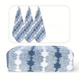 Blue Premium Coral Fleece Towel Set – 1 Bath Towel (88x170cm) + 3 Hand Towels (35x35cm) – Soft, Absorbent, and Quick-Drying