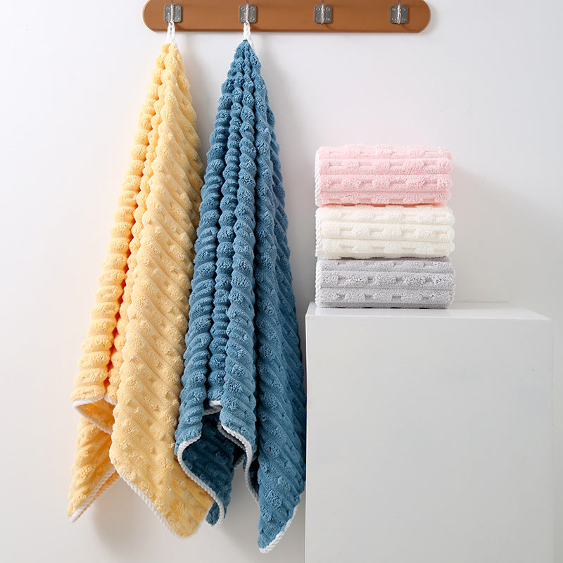 Pink Thickened Coral Fleece Towel Set, Large Bath Towel & Face Towel Combo, Soft & Absorbent Towels for Home Use