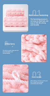 Pink Thickened Coral Fleece Towel Set, Large Bath Towel & Face Towel Combo, Soft & Absorbent Towels for Home Use
