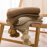 Brown 110cm x 150cm Soft Tassel Throw Blanket for Sofa or Bed, Cozy  Casual Blanket for Office Nap, Minimalist Bed End Cover