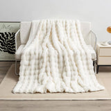Beige 100*160cm Plush Toscana Throw Blanket - Soft Flannel Fleece for All Seasons, Perfect for Couch & Bed