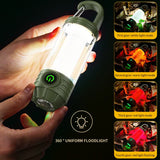 2 PCS Green Portable Outdoor Camping Light with 6 Modes & Keychain Hook - Multi-Source Mini Flashlight, IPX4 Waterproof