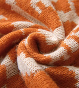 Bohemian Style Sofa Throw Blanket - Orange Soft Faux Cashmere, 130x170cm (850g) for Office Naps & AC Cover