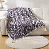 Bohemian Style Sofa Throw Blanket - Grey Soft Faux Cashmere, 130x170cm (850g) for Office Naps & AC Cover