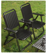 Black Portable Folding Chair - Outdoor Beach and Camping Recliner