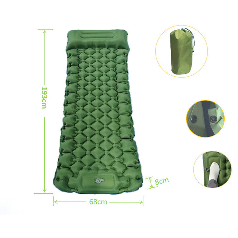 Orange Portable Outdoor Inflatable Mat - Foot-Operated Camping Sleeping Pad