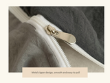 Khaki-darkgrey 1.5m Bed Fitted Sheet Set with 200x230cm Duvet Cover - 4-Piece Bedding Set