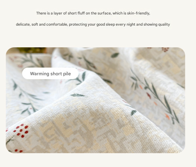 Striped Checkered Pattern Thick Brushed Cotton 4-Piece Bed Sheet Set (1.5m Bed) - Fits 200x230cm Duvet