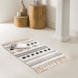 Handwoven Cotton Tassel Floor Rug for Bedroom or Living Room|Soft, Modern Geometric Design,60x90cm