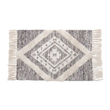 Handwoven Cotton Tassel Floor Rug for Bedroom or Living Room|Soft, Modern Geometric Design,60x90cm