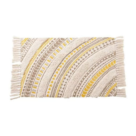 Handwoven Cotton Tassel Floor Rug for Bedroom or Living Room|Soft, Modern Geometric Design,60x90cm