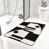 2 pcs Black and white geometric pattern Quick-Dry Absorbent Non-Slip Bath Rug for Bathroom, Kitchen & Entryway 40x60cm