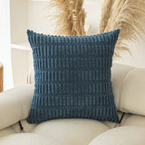 Blue Set of 2 Corduroy Style Throw Pillow Covers - Machine Washable 45*45CM