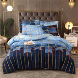 Geometric Print Duvet Cover - 3 Piece Blue Ombre Bedding Set Quilt cover 230x230cm-Pillow cover 51x76cm