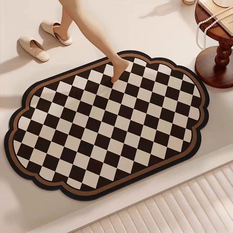 Lattice Diatomaceous Earth Bathroom Mat - Vintage Design, Fast-Dry Anti-Slip 60*90cm