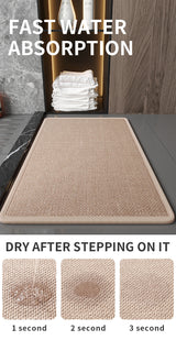 Brown Quick Dry Bathroom Rug - Non-Slip PVC Foam, Super Absorbent, 50x80cm