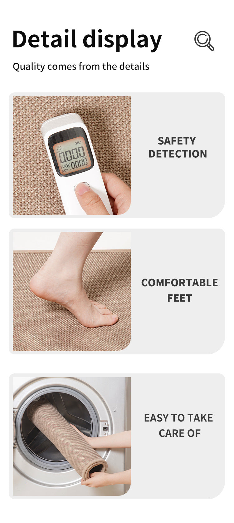 Brown Quick Dry Bathroom Rug - Non-Slip PVC Foam, Super Absorbent, 50x80cm