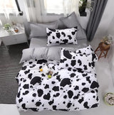 Black and White Cow Pattern 3-Piece Polyester Duvet Cover Set with 2 Pcs Pillowcases - Elegant Bedding, Machine Washable, 173x230cm Duvet + 51x76cm Pillowcases
