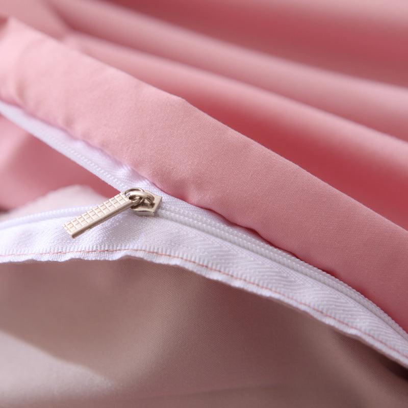 Gray And Yellow Stitching Ultra-Soft Solid Color 4-Piece Bedding Set - Queen Size(Suitable for 2m bed)