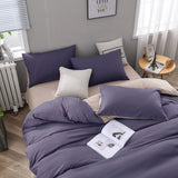 Purple And Light Pink Stitching Ultra-Soft Solid Color 4-Piece Bedding Set - Queen Size(Suitable for 2m bed)