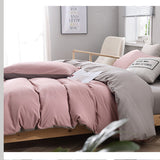 Purple And Light Pink Stitching Ultra-Soft Solid Color 4-Piece Bedding Set - Queen Size(Suitable for 2m bed)
