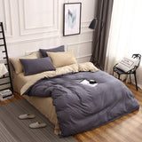 Dark Grey And Khaki Stitching Ultra-Soft Solid Color 4-Piece Bedding Set - Queen Size(Suitable for 2m bed)