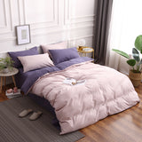 Purple And Pink Stitching Ultra-Soft Solid Color 4-Piece Bedding Set - Queen Size(Suitable for 2m bed)